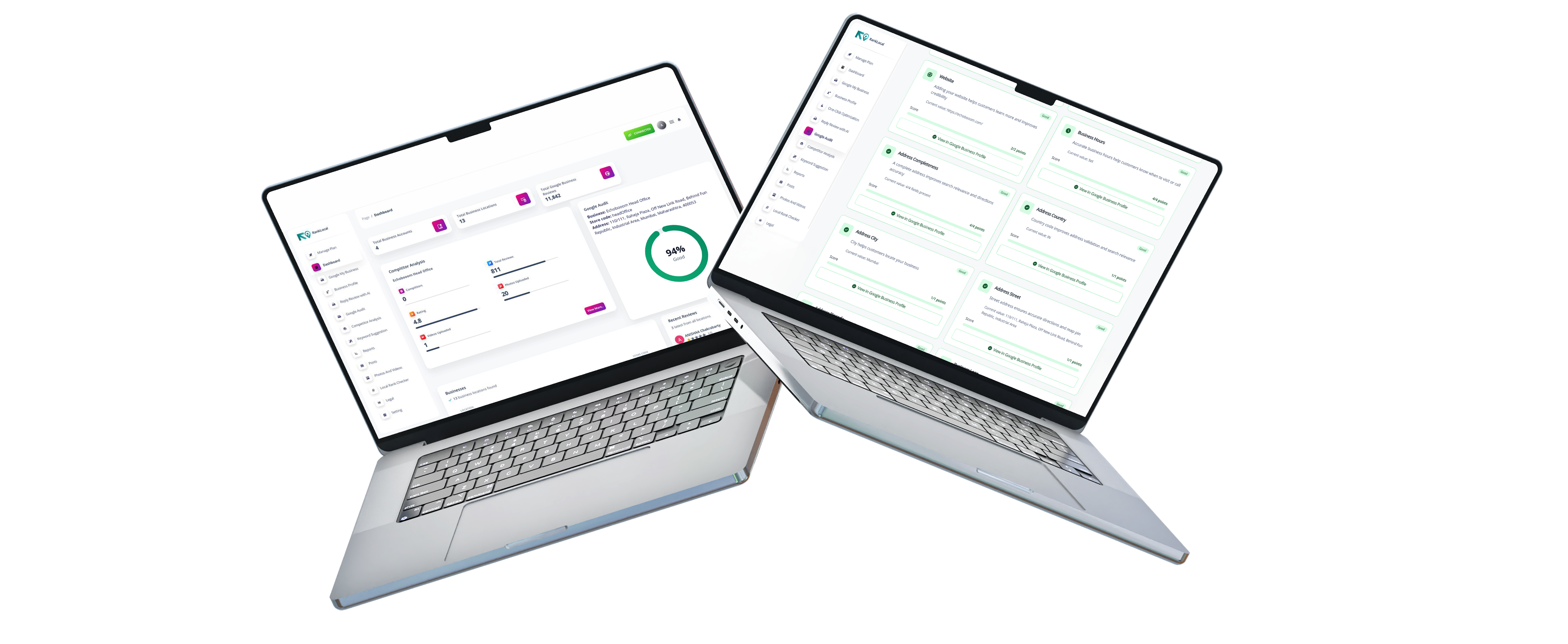 RankLocal Dashboard on Laptop